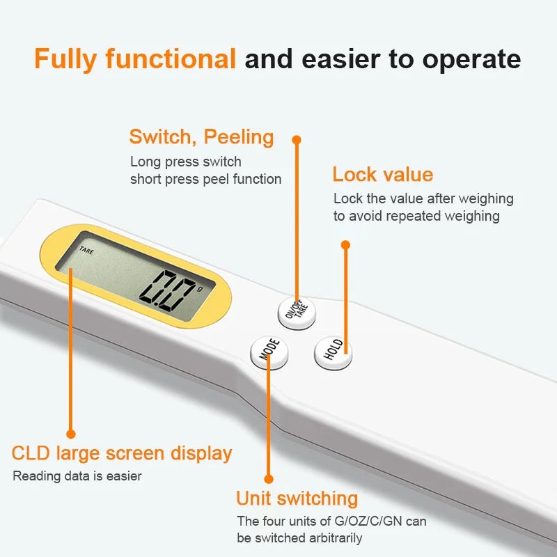 Mini Digitale Lepelweegschaal - Nauwkeurige 0.1-500g Elektronische LCD Keukenweegschaal