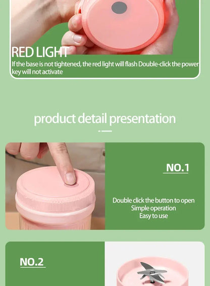 Portable Mini Electric Blender 300ml Juicer C..
