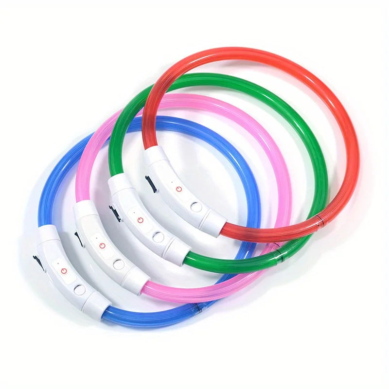 Pet Dog LED Light Collar Luminous Anti-Lost Dog Collar USB Rechargeable Dog Necklace Collar