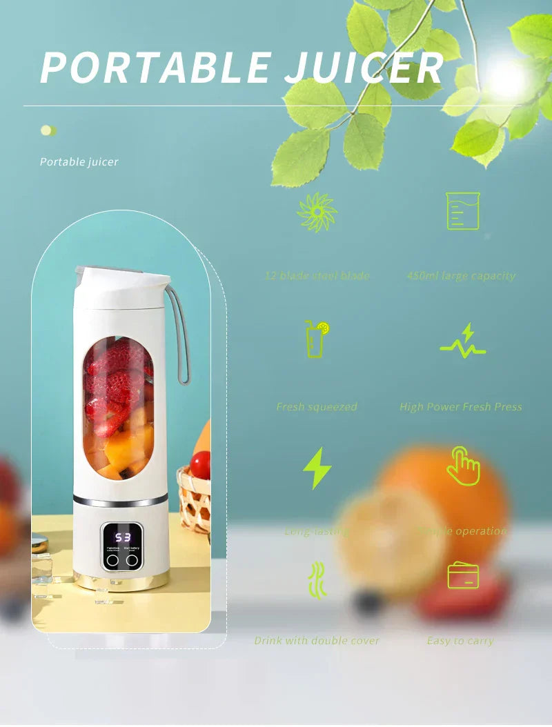 450ML Portable Juicer Cup USB Rechargeabl